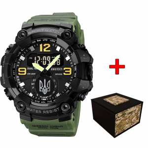 Часы Awarder 003 Тризуб срібло Army Green-Black