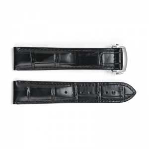 Кожаный ремешок 3002 Black-Silver 22 мм.