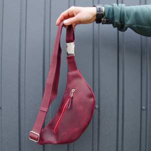 Поясная сумка Grande Pelle, бордо матовая