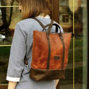 Рюкзак-сумка трансформер Grande Pelle, шоколад и терракот