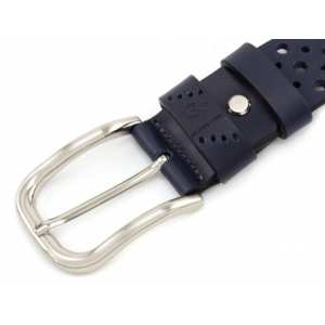 Кожаный ремень Grande Pelle Classico, синий перфорация