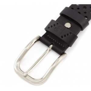 Кожаный ремень Grande Pelle Casual, черный перфорация