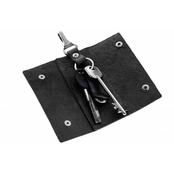 Ключница Grande Pelle на кнопках, матовая кожа, черный 