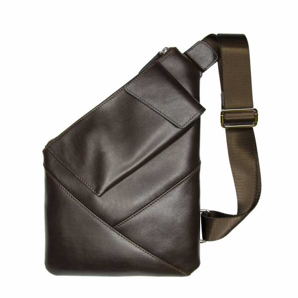 Мужская сумка-кобура Grande Pelle, шоколад глянец