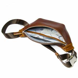 Поясна сумка (бананка) Grande Pelle, коньяк глянцева