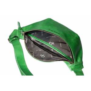 Поясна сумка Grande Pelle 230х130х70 мм матова шкіра зелений