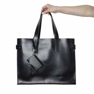 Жіноча шкіряна сумка шопер Grande Pelle чорна (771210)