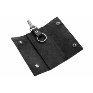 Ключница Grande Pelle на кнопках, матовая кожа, черный 