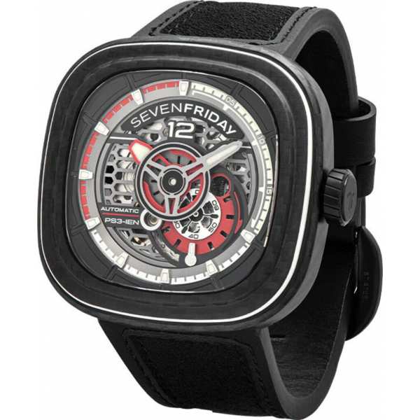Часы SEVENFRIDAY SF-PS3/02 "RUBY CARBON"
