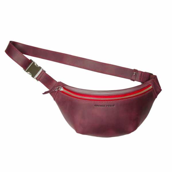 Поясная сумка Grande Pelle, бордо матовая