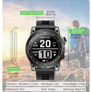 Умные часы North Edge CrossFit GPS Black с компасом