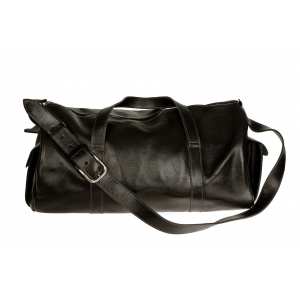 Сумка дорожная Grande Pelle, черная, глянцевая, 25х55х30 см.