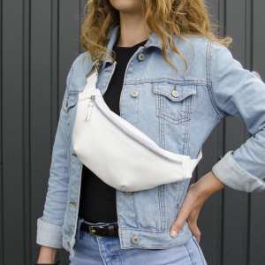 Поясна сумка (бананка) Grande Pelle білий