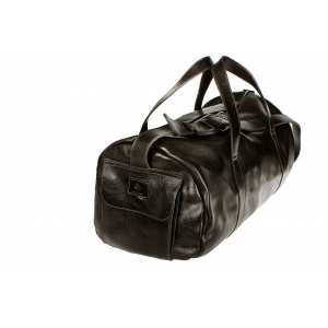 Сумка дорожная Grande Pelle, черная, глянцевая, 25х55х30 см.