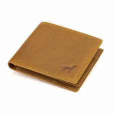 Портмоне кожаное коричневое с тиснением волка Tiding Bag M39-7063B