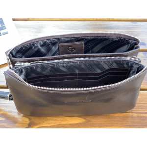 Барсетка мужская клатч, матовая кожа, шоколад