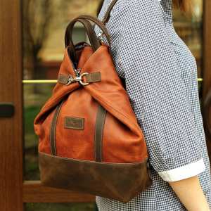 Рюкзак-сумка трансформер Grande Pelle, шоколад и терракот