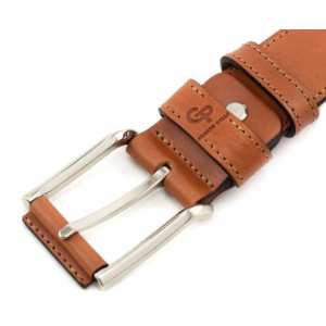 Кожаный ремень Grande Pelle Calvin, прошитый коньяк