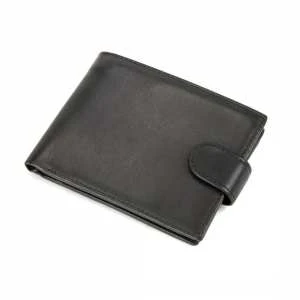 Портмоне чорне шкіряне на кнопці Tiding Bag M39-8068BRA
